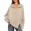 Women's Oversized Sweatshirt Hoodies Long Sleeve Button Neck Pullover Tunic Tops