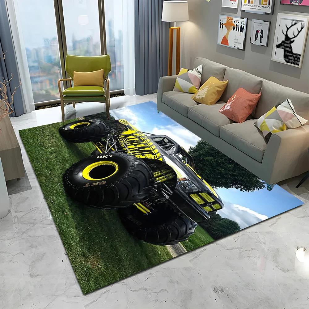 3D Monster Jam Monster Truck Cartoon Carpet Rug for Home Living Room Bedroom Sofa Doormat Decor,kids Area Rug Non-slip Floor Mat