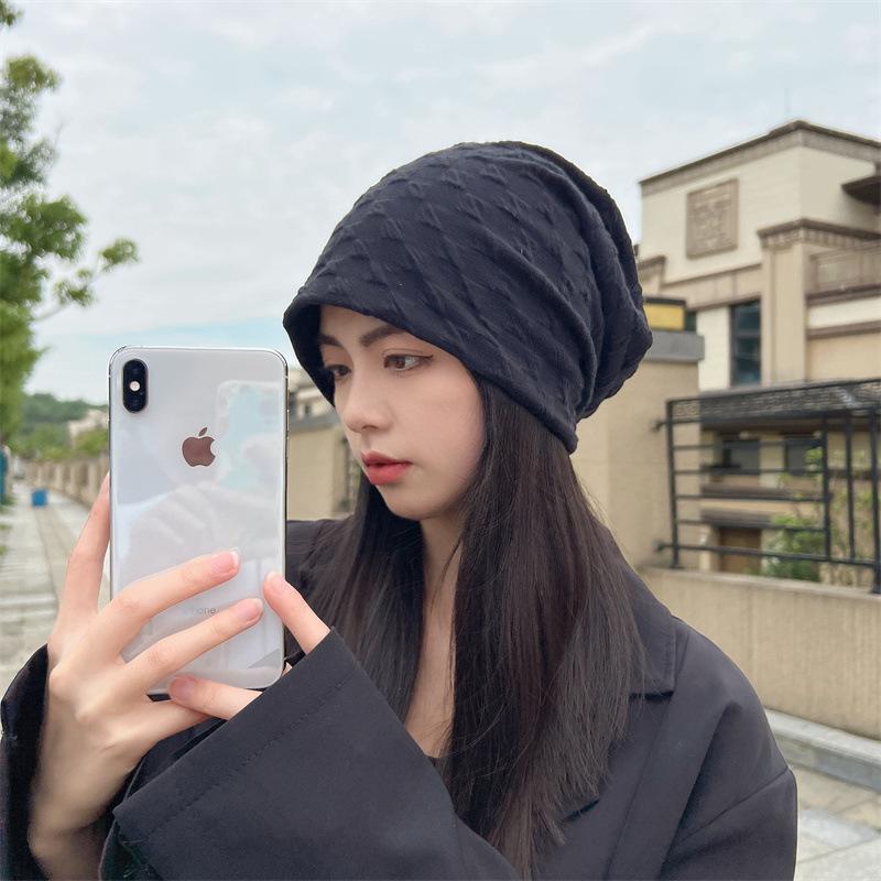 Koreanische Mode Strickmützen für Frauen Mädchen Einfarbig Baumwolle Haufen Haufen Hut Weiblich Atmungsaktiv Warm Mütze Outdoor Weich Überziehmütze winddicht Warmhalten