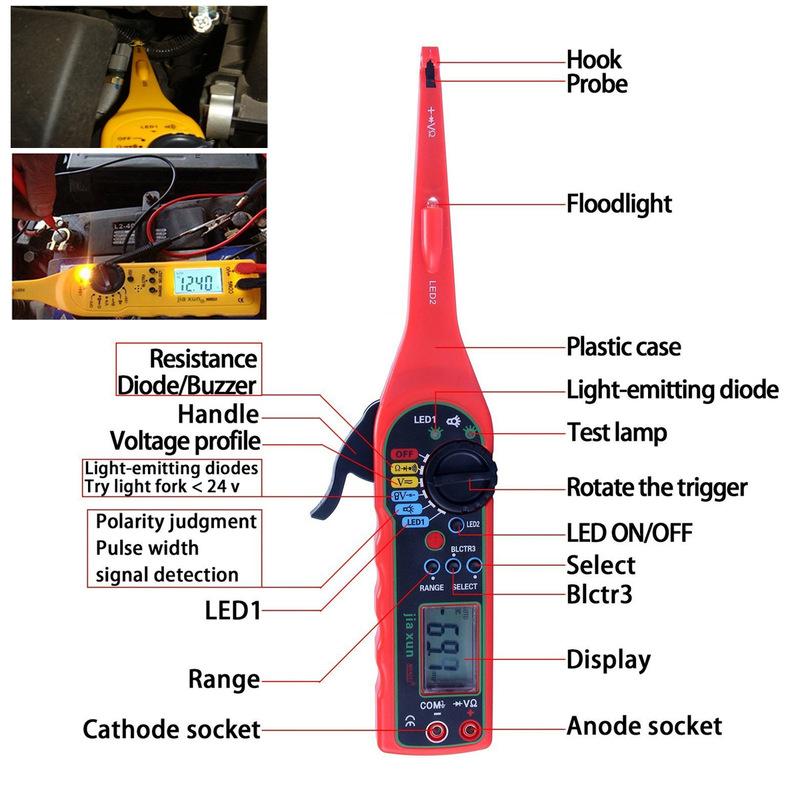 MS8211 Auto Circuit Tester Detector Power Circuit Probe Kit Electric Circuit Voltage Tester Multimeter Car Diagnostic Tool