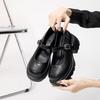 Mary Jane Single Shoes Women's Fat Wide Feet Women's Shoes One Word with Student Shoes Large Size 40 Platform Commuter Black Small Leather Shoes Women