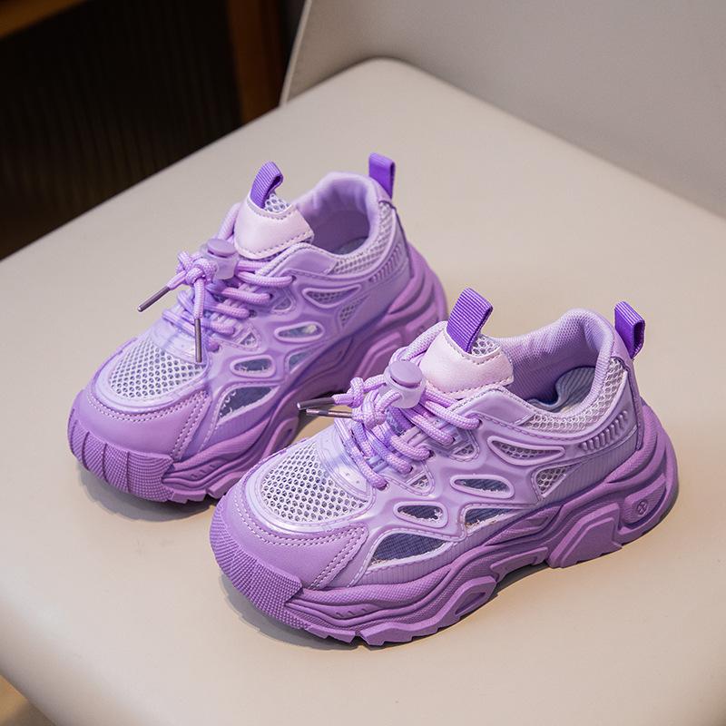 Spring Middle Large Girls Trend Mesh Upper Breathable Casual Shoes Cute with Pearls Running Shoes Student Chic Sneakers