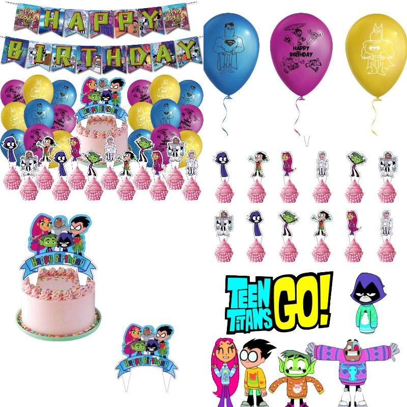 Buntes Teen Titans Go Party Deko Set Sichere Umweltfreundliche Materialien Hochwertiges Papier 32 Stück