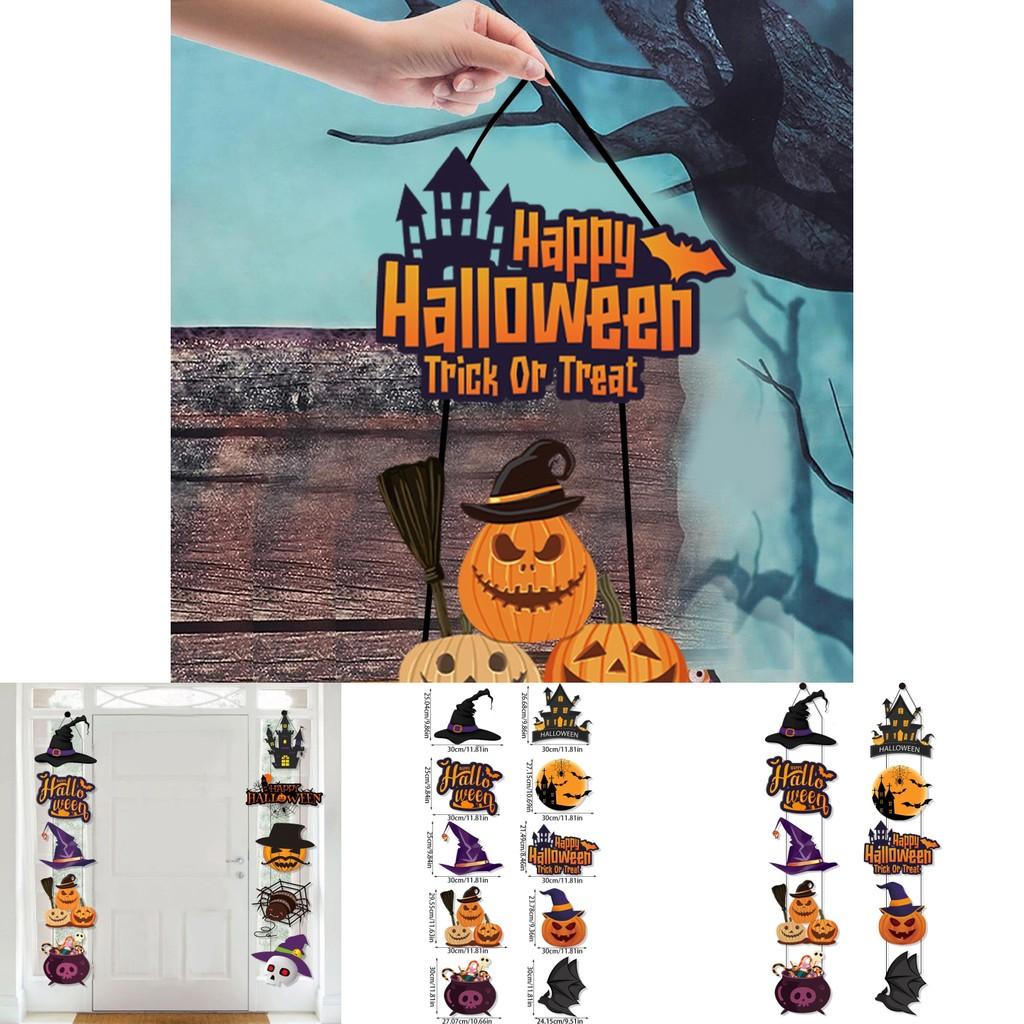 Halloween Door Hanging Decor With Pumpkin And Bat Paper Scene Setter For Party Celebrations