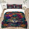 3PCs Leopard Floral Print Design Cover Set, Breathable Fabric, Machine Washable (1 Duvet Cover + 2 Pillowcases) (Without Quilt) Yy250911094
