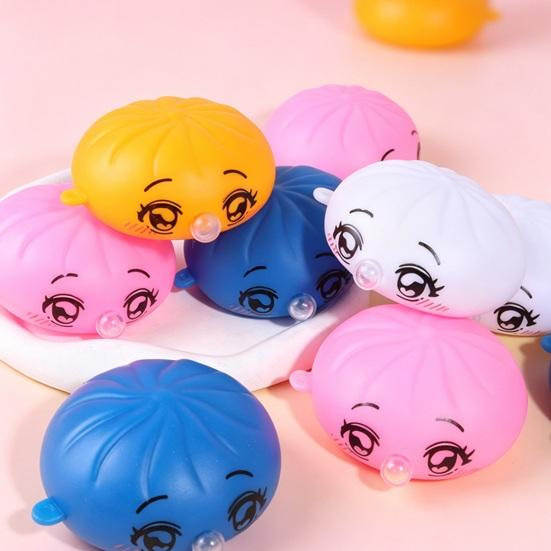 Bubble Blowing Steamed Bun Toy Cartoon Expression Dumpling Sensory Pinch Fidget Toy Stress Relief Hand Exercise Relaxation Tool
