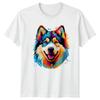 Colorful Husky Face T-Shirt Dog Pet Lover