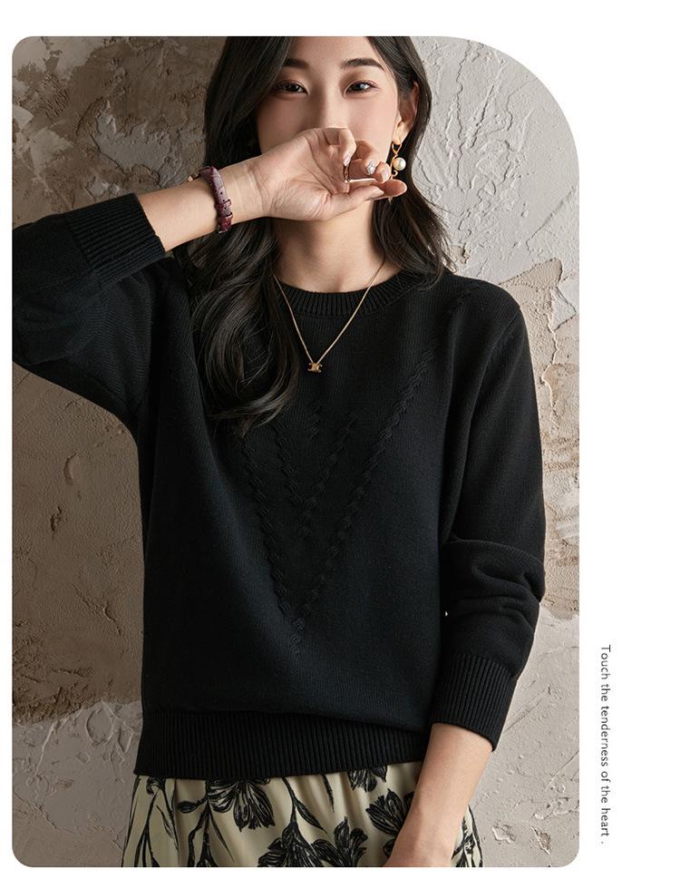Heavy Knit Solid Color Oversized Cotton Sweater for Women - Autumn/Winter Collection