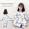 Kids' Cartoon Footed Pajamas: Winter Class A, Antibacterial, Temperature-Regulating, Pure Cotton Jumpsuit for Boys and Girls
