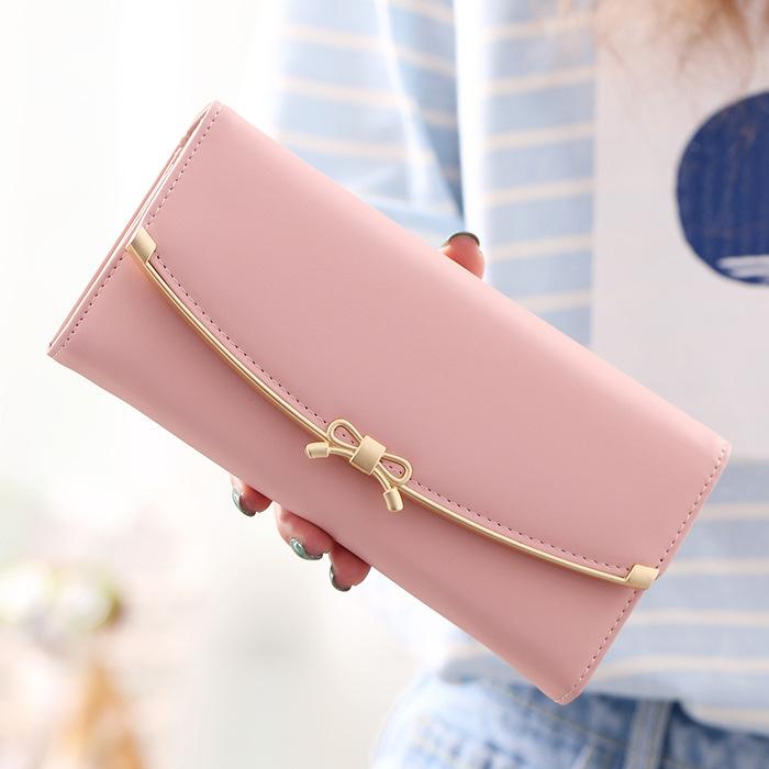 Women's Sweet Bowknot Print Long Wallet - Clutch Purse Coin Pouch Card Holder