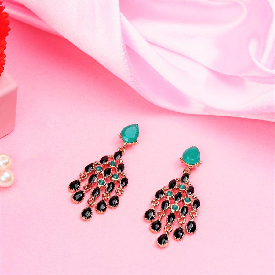 Gift Black and Green Fashion Estele Chandelier Earrings for Women