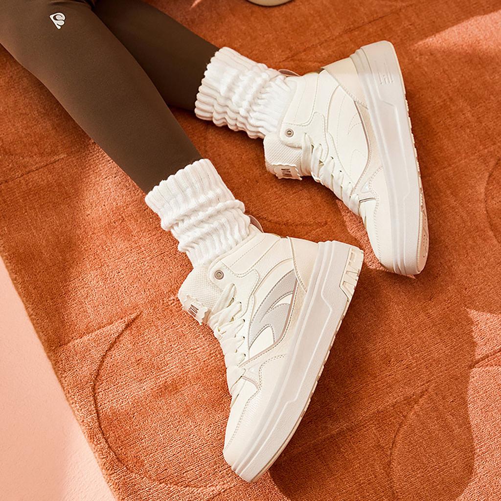 Anta Muffin Fleece Bequem Mode Warm Langlebig Leicht High-Top Sneakers Damen Sneakers Weiß Grau 922448907-1