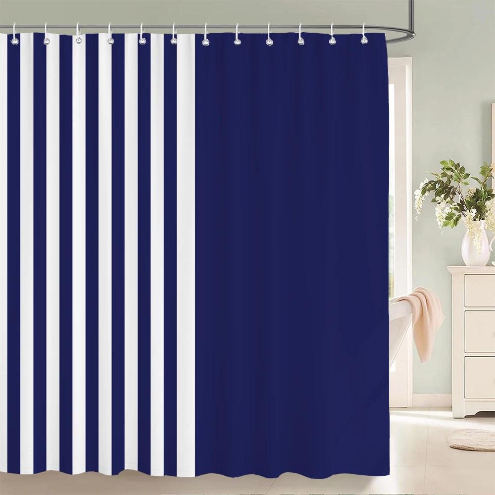 Waterproof Shower Curtains Geometric Stripes Bathroom Curtains With Hooks 3D Printing Decoration Large Size 240X180 Bath Screen