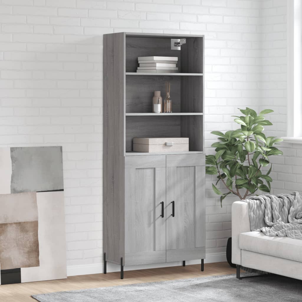 Highboard Gray Sonoma 69.5 X 34 X 180 Cm Particleboard