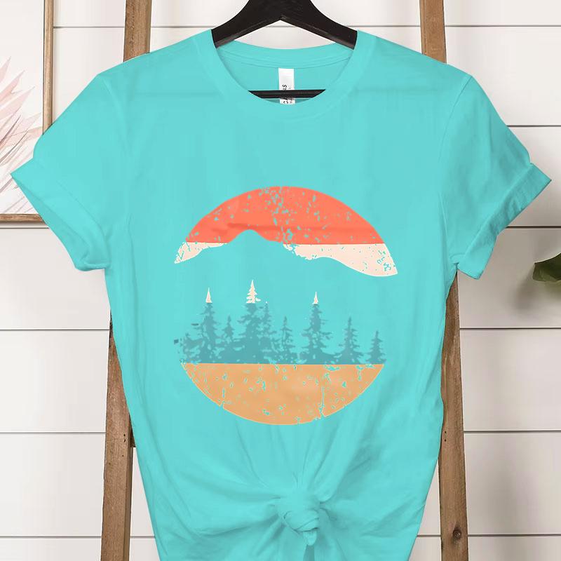 Vintage Abenteuer Berg Grafik T-Shirts Damen Lustiges Naturfreund Geschenk Klassische Oberteile Frau Abenteuer Draußen Berg T-Shirt