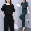 2025 Women's Summer Casual Lace Two-Piece Set: Age-Reducing Nine-Point Pants