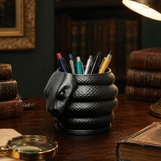 Durable Desk Organizer 3D Printed Snake Shape Pen Holder, Creative Desktop for Pencils Stationery Storage Container Colored Gel Pens Utility