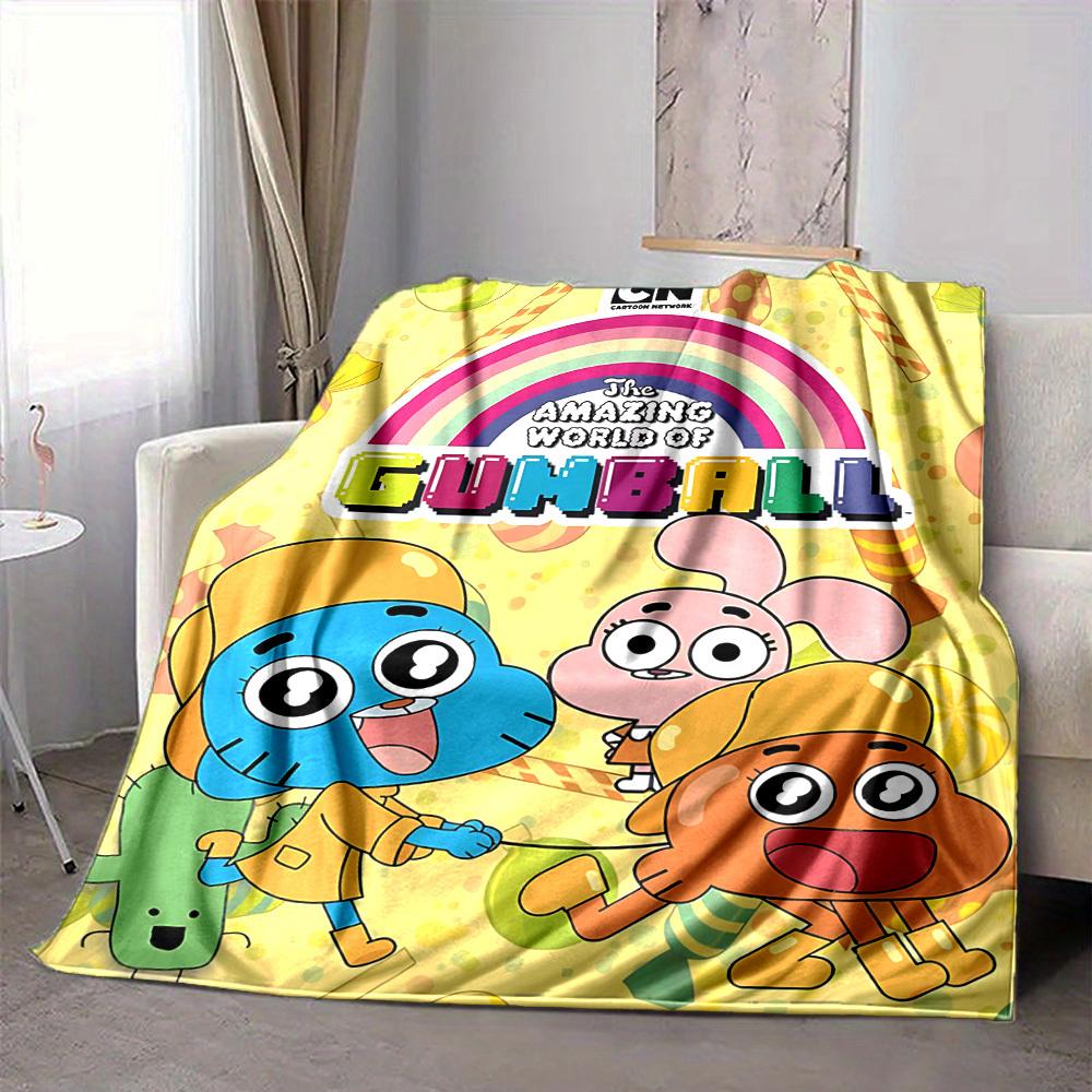 1 stuks Cartoon Network Gumball Gezellige Print Deken Lichtgewicht Warme Flanellen Plaid voor Bank, Bed, Woonkamer