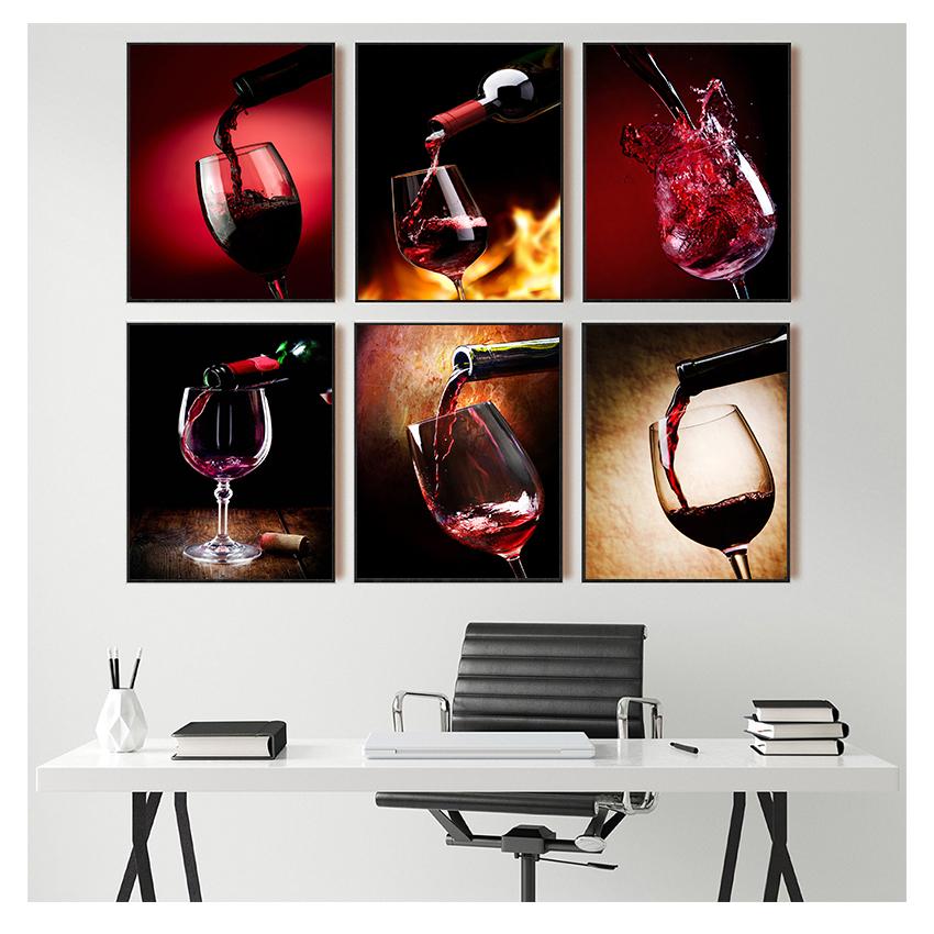 Poster Modern Canvas Art Bar Restaurant Kitchen Wall Decoration Dinning Living Room Decor Red Wine Glass Oil Painting Prints