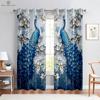 Vintage Peacock 3D Printing Window Curtains, Rod Pocket, Bedroom, Living Room, Kitchen Decoration, Can Be Customized, 2Pcs