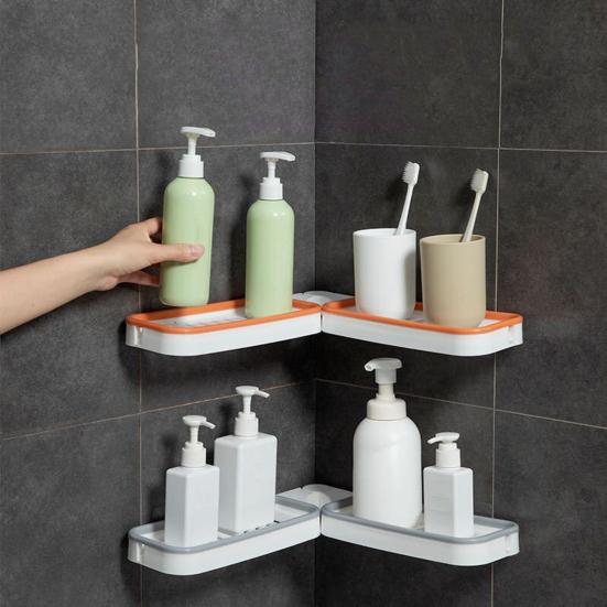 Wall Mount Corner Shelf Punch Free 180 Degree Rotatable Hollow Drain Bathroom Shower Shampoo Storage Rack Holder Organizer Bathroom Supplies