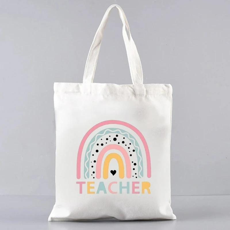 Cute Canvas Tote Bag Reusable Commuting Shoulder Bag Trendy Handbag Shopping Bag Gift for Teacher