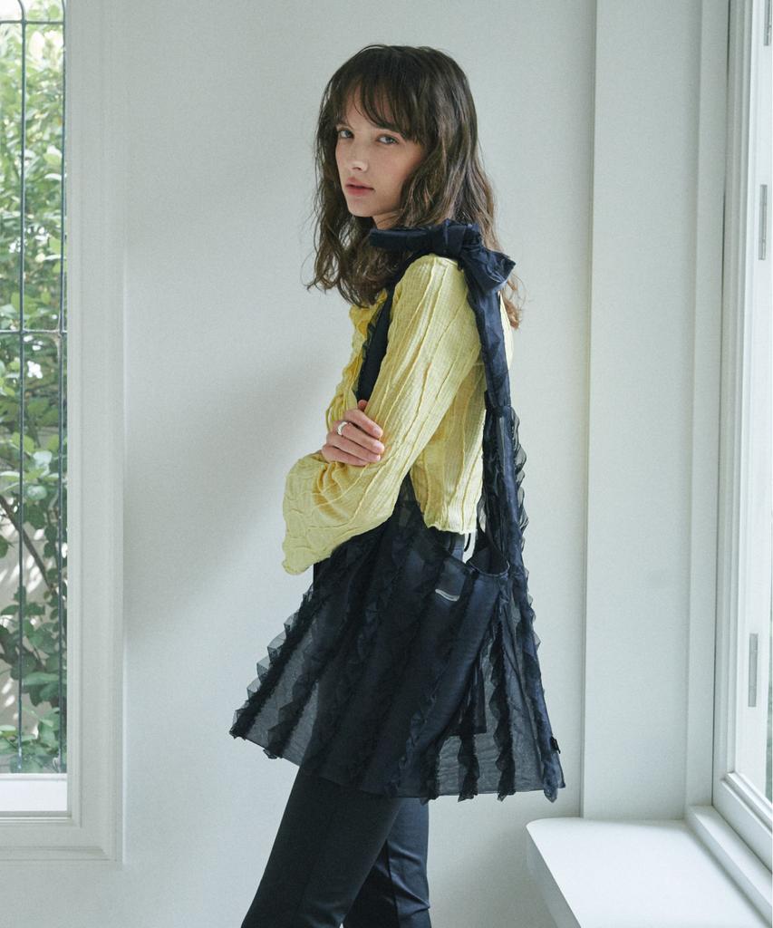 Jedrefeb5 Sheer Ruffle Hobo Reversible Black