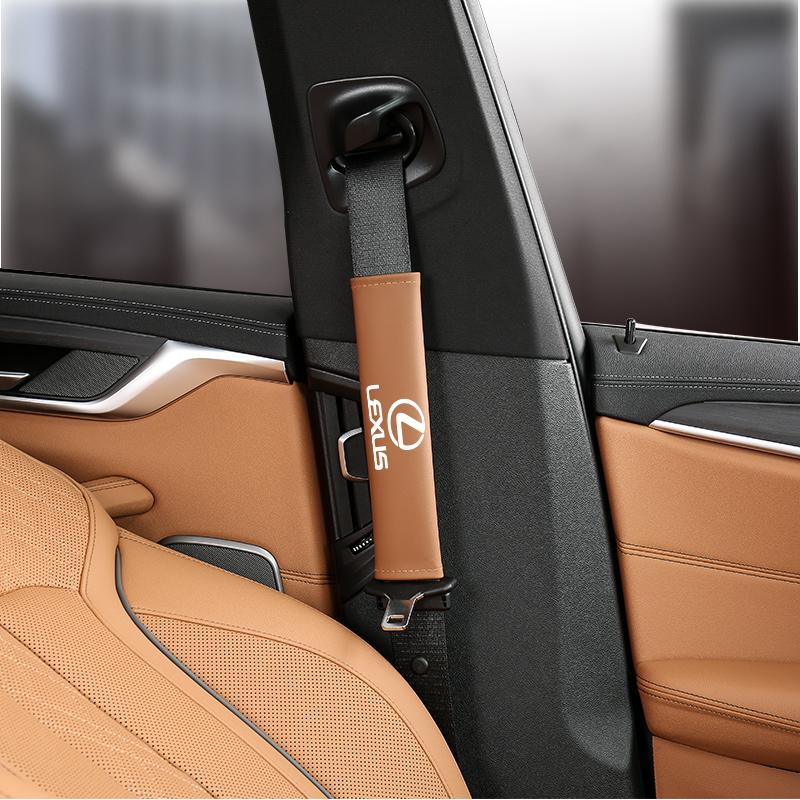 2026 Hot Interior Stickers 2Pcs Leather Car Seat Belt Shoulder Pad Safety Strap Cover For Lexus F-SPORT ES RX NX LS UX LM LX GX PS3