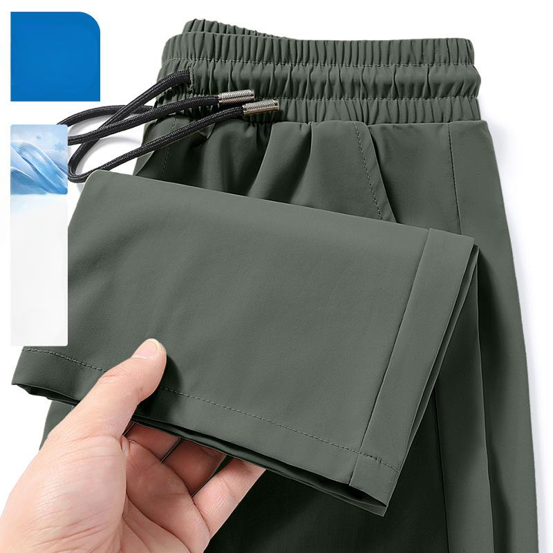 New Sports Quick-drying Pants for Men's Summer Thin Men's Pants Straight-leg Tying Casual Men's Trousers Straight-leg Trousers