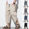 Trendy Men Summer Trousers Solid Color Comfortable Cropped Pants