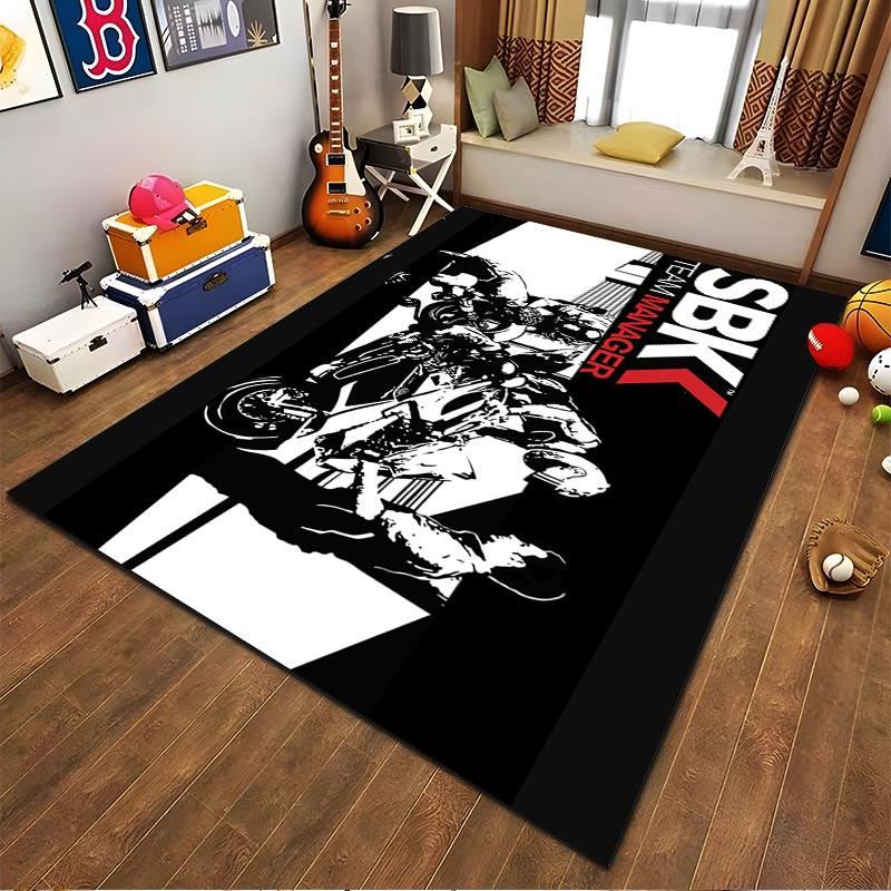"Motorcycle Racing Theme Carpet with SBK Team Manager Design" Suitable for Use As an Anti-slip for Living Room Bedroom Sofas