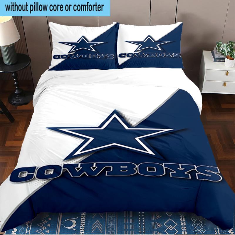 Set Biancheria da Letto 3 Pezzi Logo Squadra Cowboys Stampa 2D (Include 1 Copripiumino + 2 Federe Senza Imbottitura), Decorazione camera da letto, Regalo ventilatore