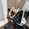 Geantă de tote tricotată de culoare bomboană pentru telefon mobil, cu design rombic, geantă de umăr pentru femei.