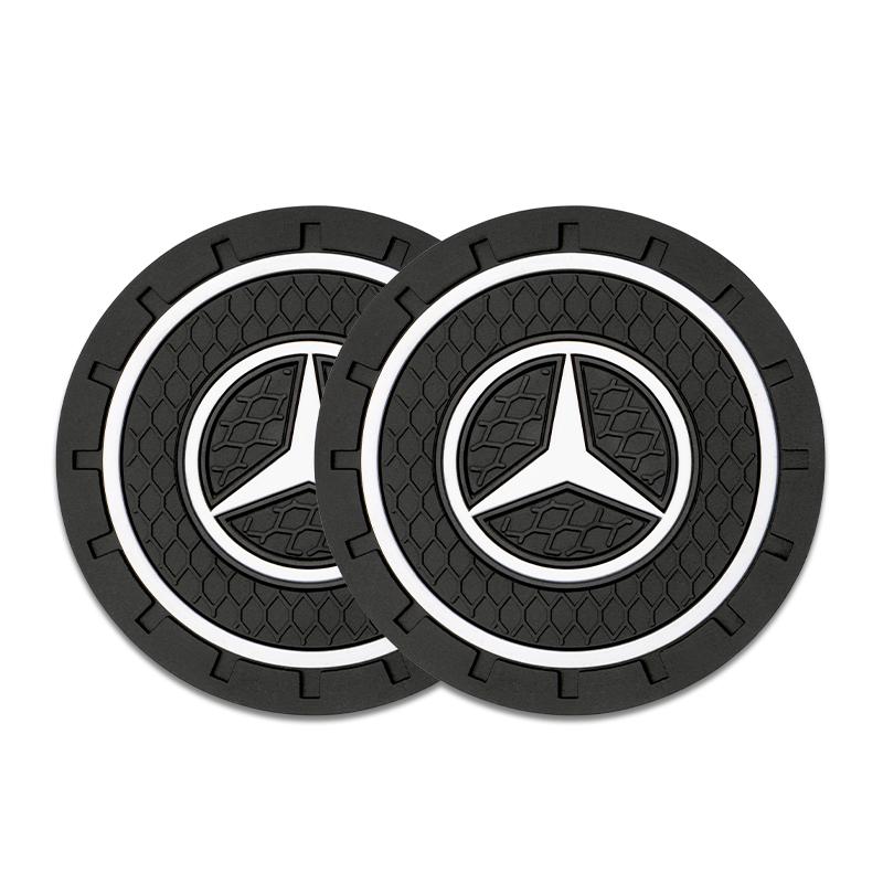 WSDYN1 Hot 2026 New For Benz 2pcs Silicone Car Coaster Water Cup Bottle Non Slip Pad Anti-Slip Mats For Mercedes Benz AMG C200 C260 C30