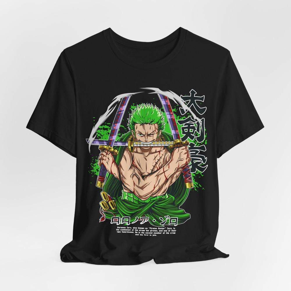 Zoro Anime T-Shirt Tee Tops, Japanese Manga T-Shirt, Samurai Warrior Top, Fantasy Anime