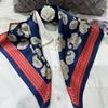 Red Blue Women 100% Mulberry Silk Scarf For Hair Headscarf Spring Fall Pailsey Design Small Silk Square Neck Scarves Neckerchief