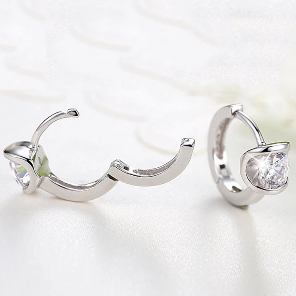 Fashion Women Cubic Zirconia Inlaid Huggie Earrings Piercing Party Jewelry Gift KTJ