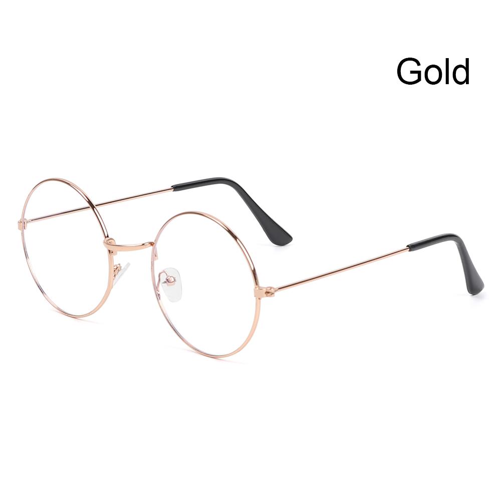 Women Men Round Vintage Eye Protection Anti-Blue Light Eyeglasses Metal Glasses Ultra Light Frame