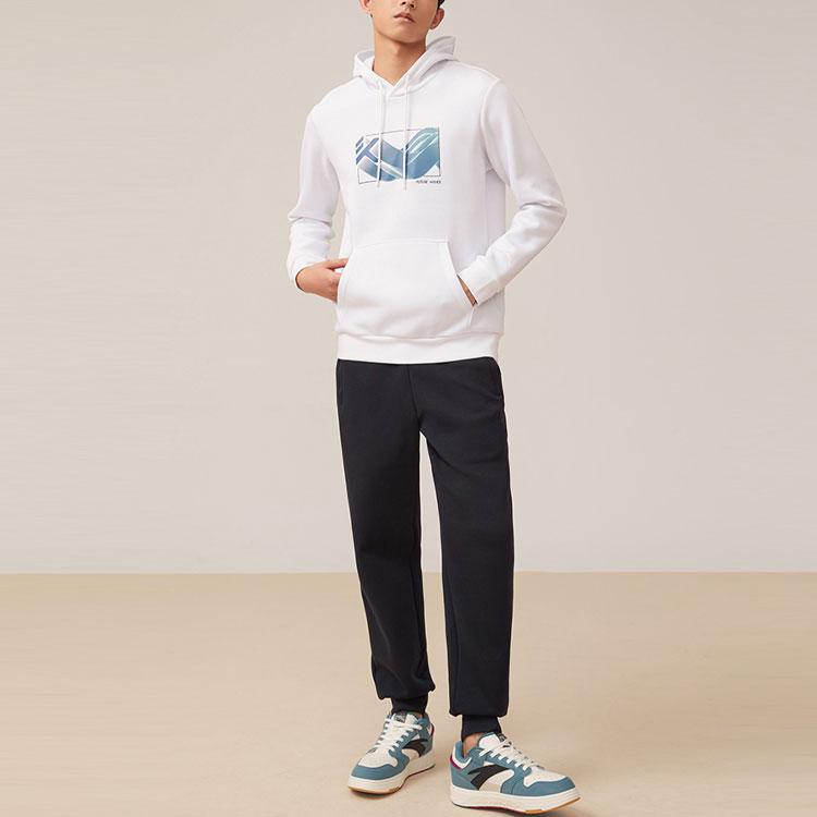 Anta Basketball Series FW22 Pattern Print Pullover Hoodie Men Tops White 152231724-1