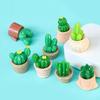 Mini Artificial Cactus Plants In Pot Miniature Potted Green Cactus Figurine for DIY Micro Landscape Fairy Garden Accessories Plant Pots Bonsai Crafts
