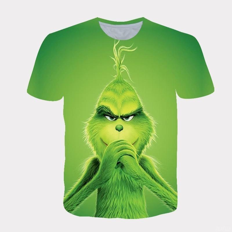 3D Grafická potlač postavy Grincha, ležérne detské chlapčenské tričká s krátkym rukávom - Mäkká stredne elastická polyesterová tkanina, letné oblečenie uvoľneného strihu