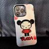 Pucca Süß Liebe Handyhülle Für iPhone 16,15,14,13,12,11,8,7,Pro,Max,Plus,Mini,XS,SE Anti-Fall Schwarz Matt Hart