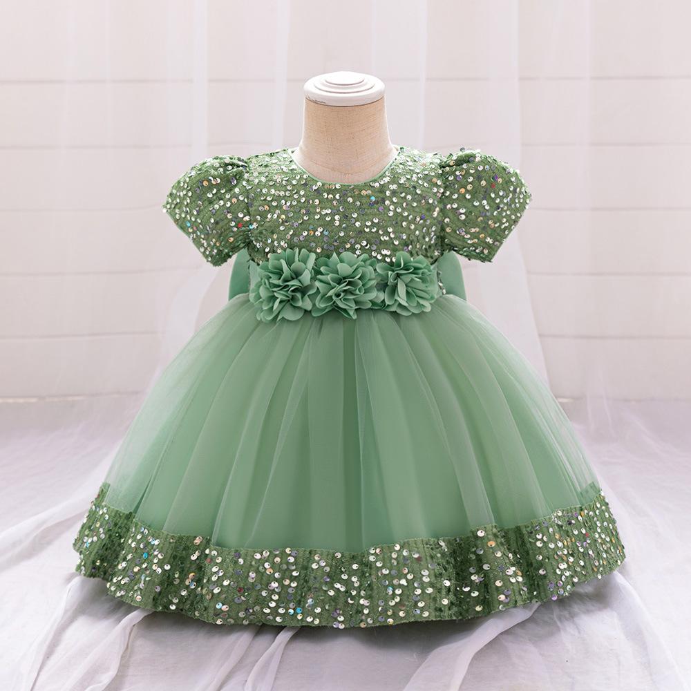 Sequin Kids Dress Summer Birthday Wedding Flower Girls Dress Toddler Baptism 1st Birthday Dress Baby Girl Clothes Princess Wedding Party Kids Costume