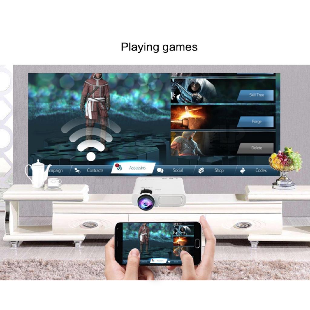 מקרן T5 LCD 7000 לומן 1080P Full HD Wifi בלוטות' מיני קולנוע ביתי אנדרואיד 6.0 רמקול שמע קולנוע ביתי