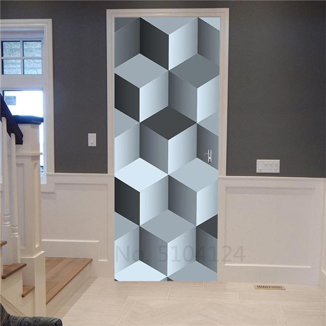 3D Wallpaper Self Adhesive Door Mural Removable Vinyl Home Decor Art Decal Wooden Scenery Wall Poster Stickers Porte Deursticker