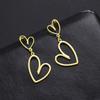 Double Hearts Shaped Earrings Trendy Stainless Steel Gold Color Ear Stud Exquisite Party Suitable for Women Fashion Style Jewelry Gifts