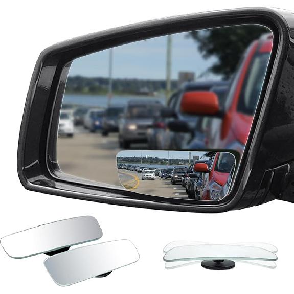 Ampper Rectangle Blind Spot Mirror, HD Glass ABS Housing Convex Wide Angle Rearview Blindspot Car Mirror for Car SUV and Truck (Framed, Pack of 2)