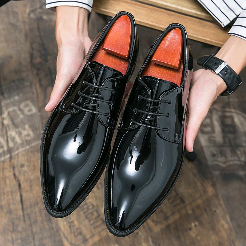 2024 Luxury Men Mirror Face Formal Shoes Patent Leather Pointed Shoes Lace-Up Business Dress Shoes for Men Party Green Oxfords Shoes