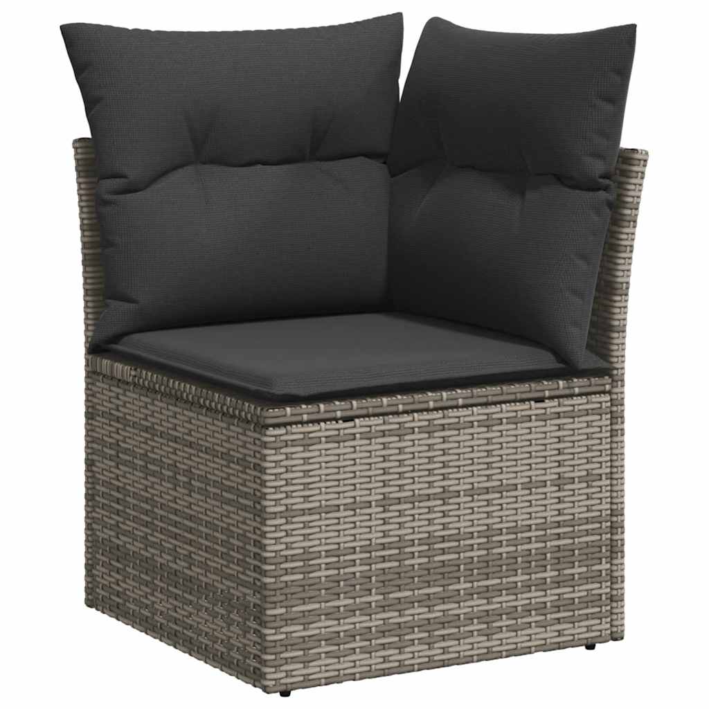 Vidaxl 11-Cz. Garden Furniture Set With Cushions, Grey Rattan Pe