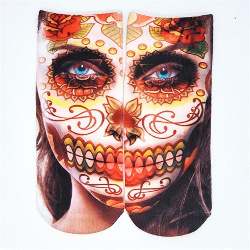 Womens Novelty Crazy Funny Halloween Crew Socks Colorful Pumpkin for Cat Witch 3D Printed Casual Patterned Hosiery Gifts